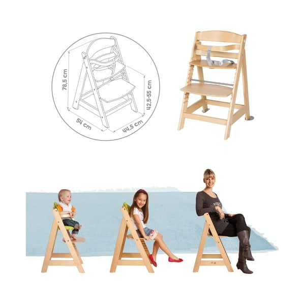 Jídelní židlička ve světle šedo-přírodní barvě Style Born Up 2in1 – Roba-image-3