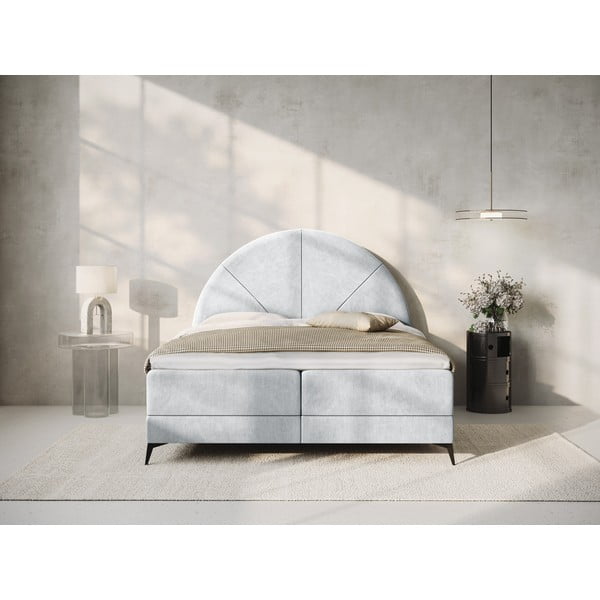 Světle šedá boxspring postel s úložným prostorem 160x200 cm Sunset – Cosmopolitan Design-image-1