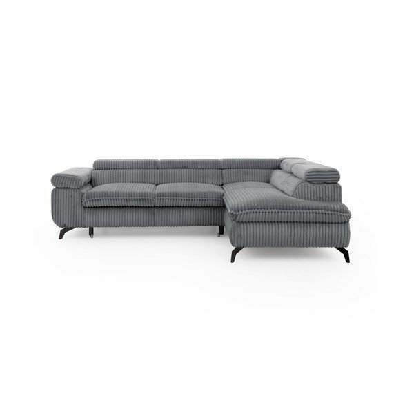 Šedá manšestrová rohová pohovka (pravý roh/do L) Marbeya  – Ropez