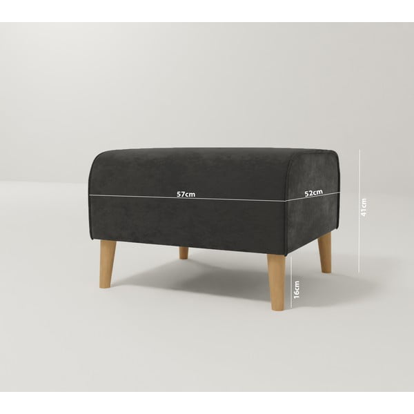 Tmavě šedá sametová podnožka Carole – Ropez-image-3