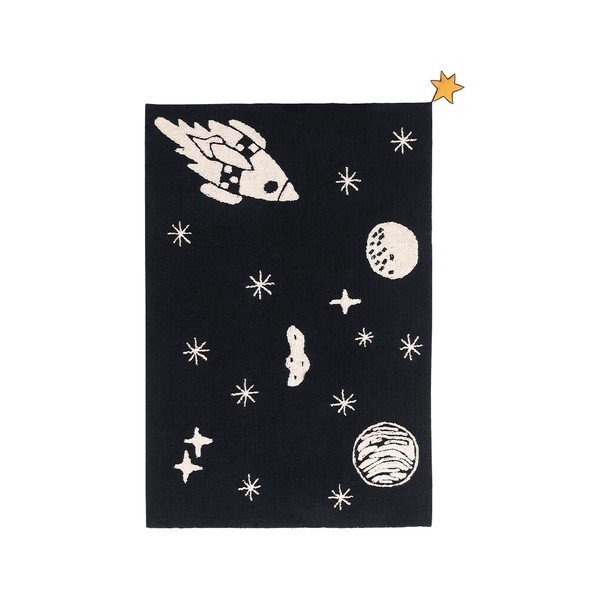 Černý pratelný ručně tkaný dětský koberec s příměsí bavlny 140x200 cm Alfombra Lavable Universe – Lorena Canals