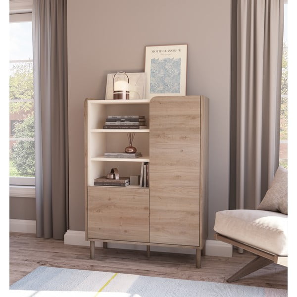 Skříňka v dekoru dubu v přírodní barvě 90x125x40 cm Monza – Marckeric-image-1