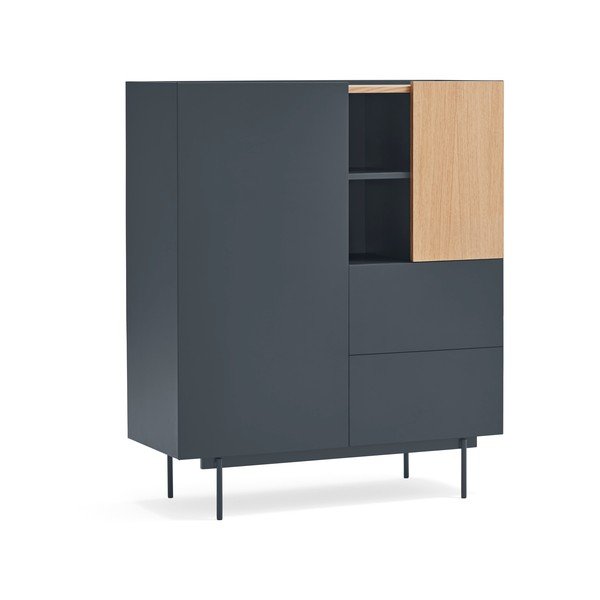 Vysoká komoda v dekoru dubu v antracitovo-přírodní barvě 100x120 cm Otto – Teulat-image-2