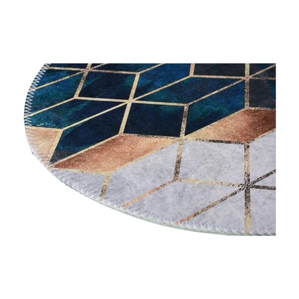 Pratelný kulatý koberec v bílo-petrolejové barvě  ø 100 cm – Vitaus-image-2