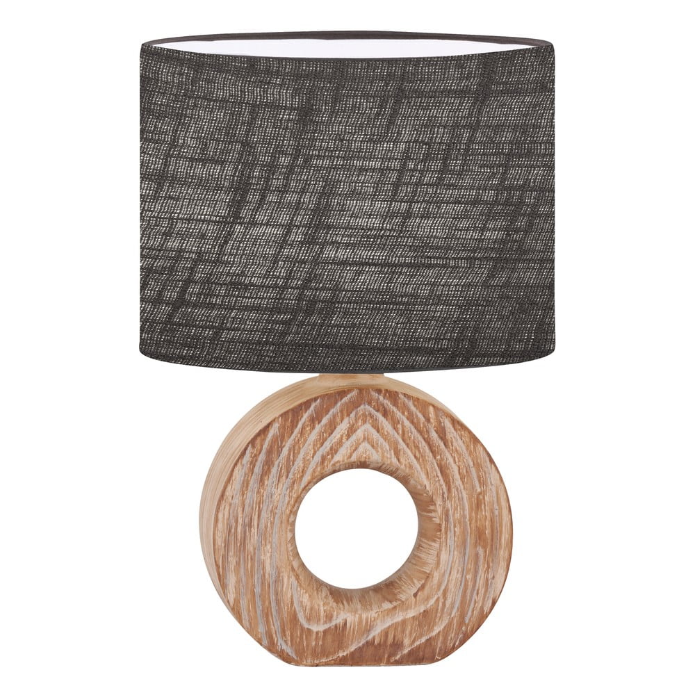 Černo-hnědá keramická stolní lampa s textilním stínidlem (výška 31 cm) Hanke – Fischer & Honsel