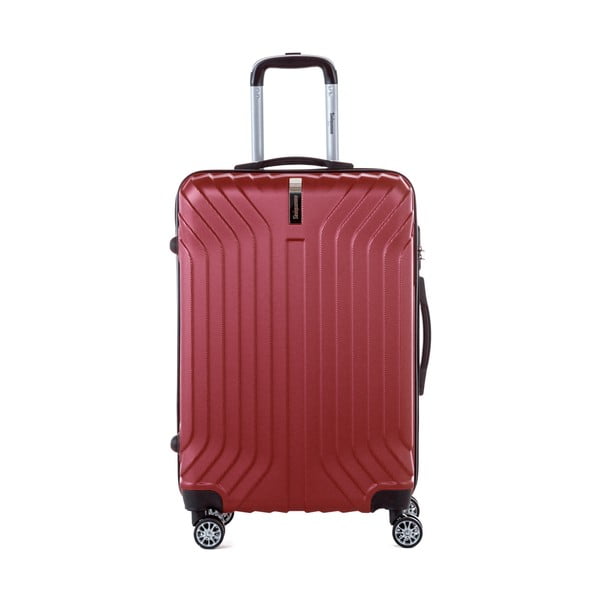 Tmavě červený cestovní kufr na kolečkách s kódovým zámkem SINEQUANONE Elisabeth, 71 l