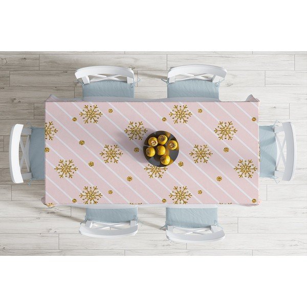 Vánoční ubrus s příměsí bavlny Minimalist Cushion Covers Golden Snowflakes, 140 x 180 cm -image-1