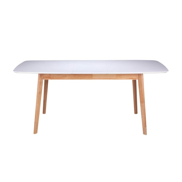 Bílý rozkládací jídelní stůl s podnožím z kaučukovníkového dřeva sømcasa Enma, délka 120 cm-image-1