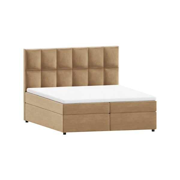 Okrově žlutá boxspring postel s úložným prostorem 140x200 cm Flip – Ropez