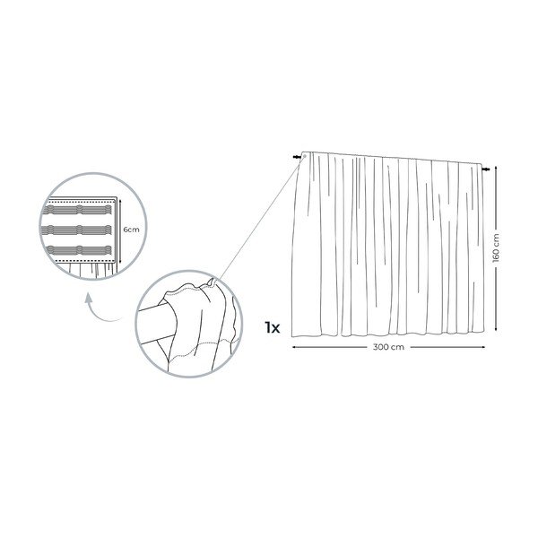 Tyrkysový závěs AmeliaHome Voile Pleat, 160 x 300 cm-image-3