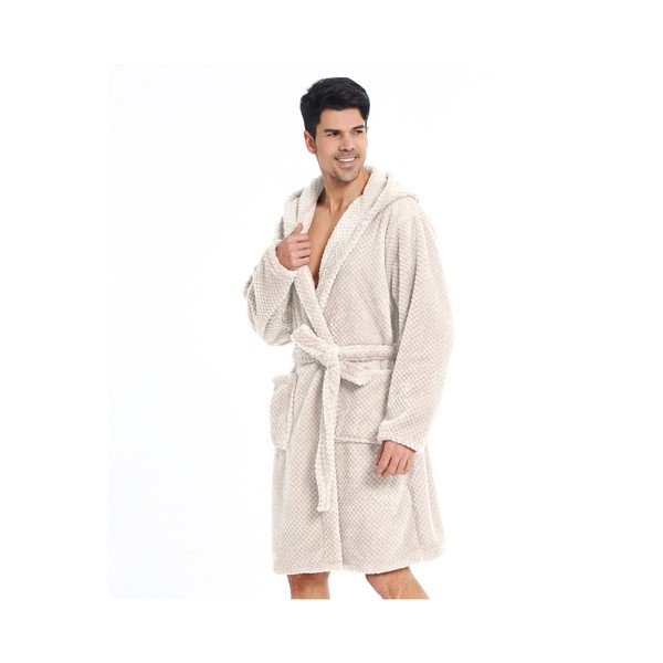 Béžový unisex župan z mikrovlákna DecoKing Sleepyhead, velikost M-image-2