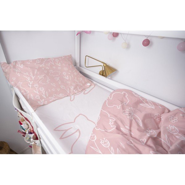 Napínací dětské prostěradlo do postýlky z bavlněného saténu 120x60 cm Sweet Bunnies - Butter Kings-image-1