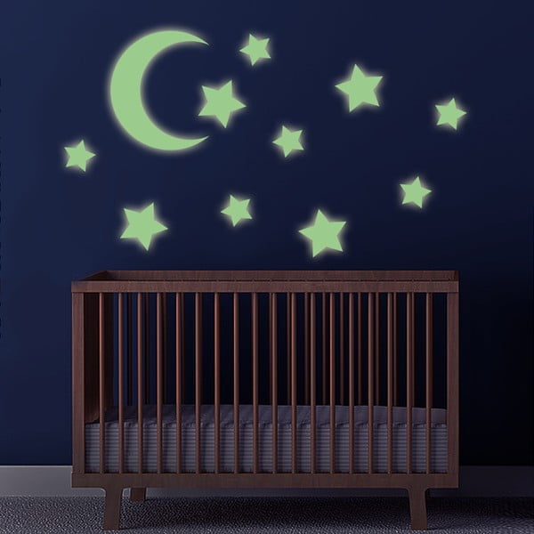 Svítící samolepka Měsíc a hvězdy, 60x30 cm