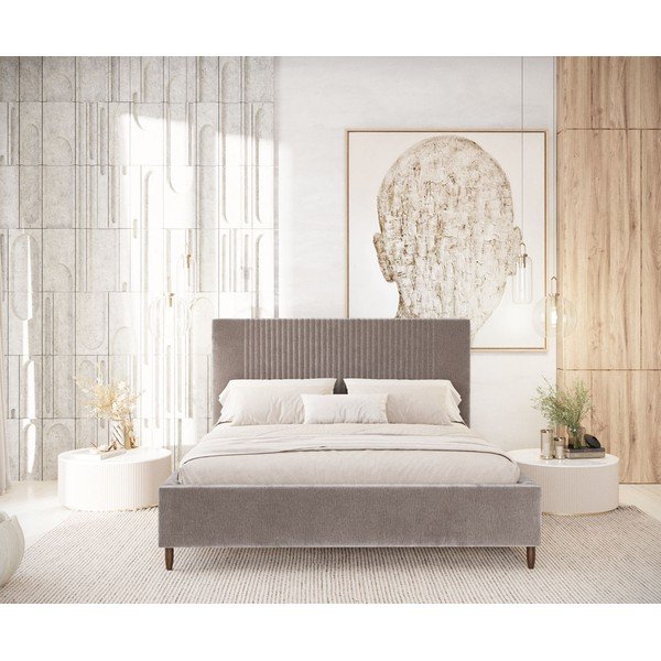 Béžová čalouněná dvoulůžková postel s úložným prostorem s roštem 180x200 cm Etero – Maison de Rêve-image-4