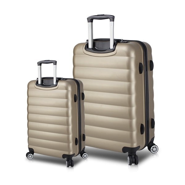 Sada 2 cestovních kufrů na kolečkách s USB porty ve zlaté barvě My Valice RESSNO Cabin & Large