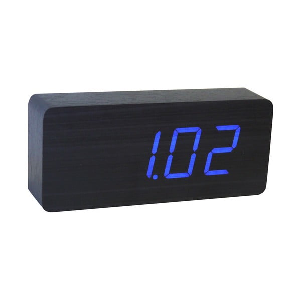 Černý budík s modrým LED displejem Gingko Slab Click Clock-image-3
