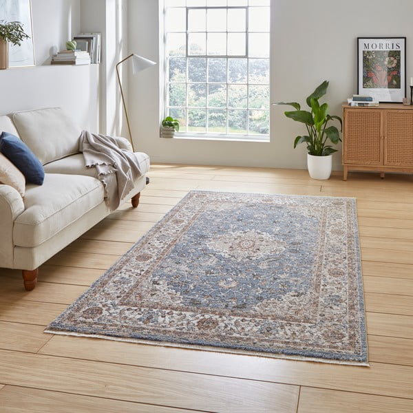 Modro-béžový běhoun 80x300 cm Vintage – Think Rugs-image-1