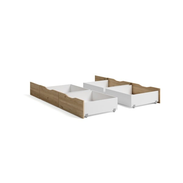Bílé/přírodní šuplíky pod postel v sadě 2 ks Lyon – Marckeric