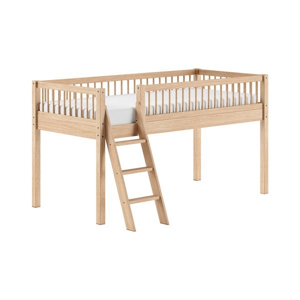 Vyvýšená dětská postel z bukového dřeva s roštem 90x200 cm v přírodní barvě Forrest – Vipack