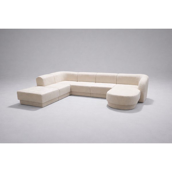 Krémová žinylková rohová pohovka (levý roh/do "U") Miley - II. jakost – Micadoni -image-3