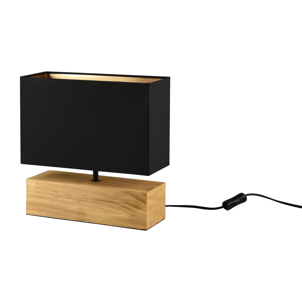 Stolní lampa s textilním stínidlem v černo-přírodní barvě (výška 30 cm) Woody – Trio