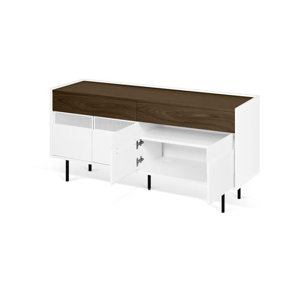 Bílá komoda s prvky v dekoru ořechového dřeva TemaHome Radio-image-2