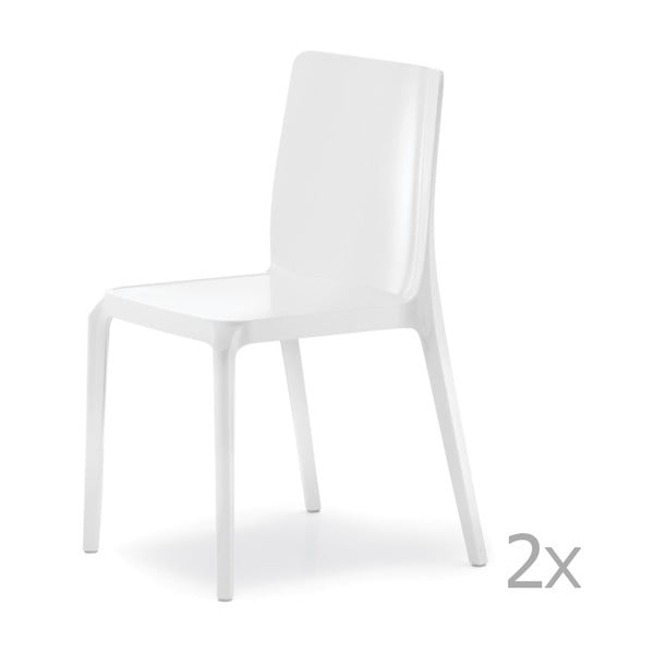 Sada 2 bílých jídelních židlí Pedrali Blitz