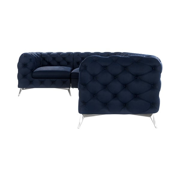 Tmavě modrá sametová rohová pohovka (levý roh/do L) Chelsea – Ropez-image-1