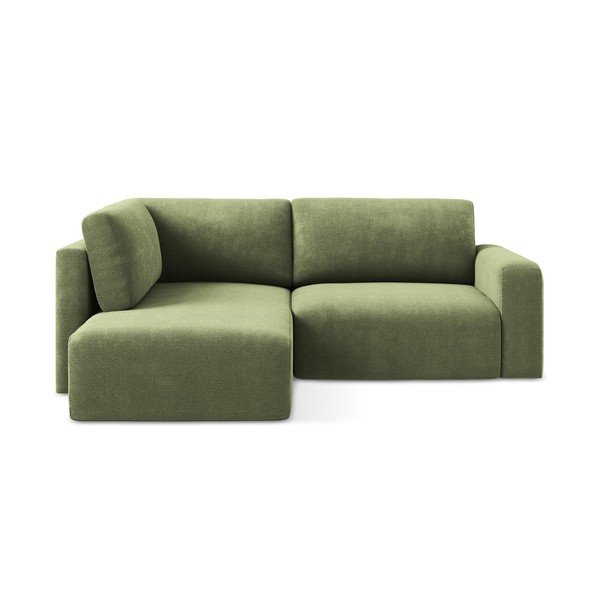 Zelená žinylková rozkládací/s úložným prostorem rohová pohovka (levý roh/do L) Kona – Makamii