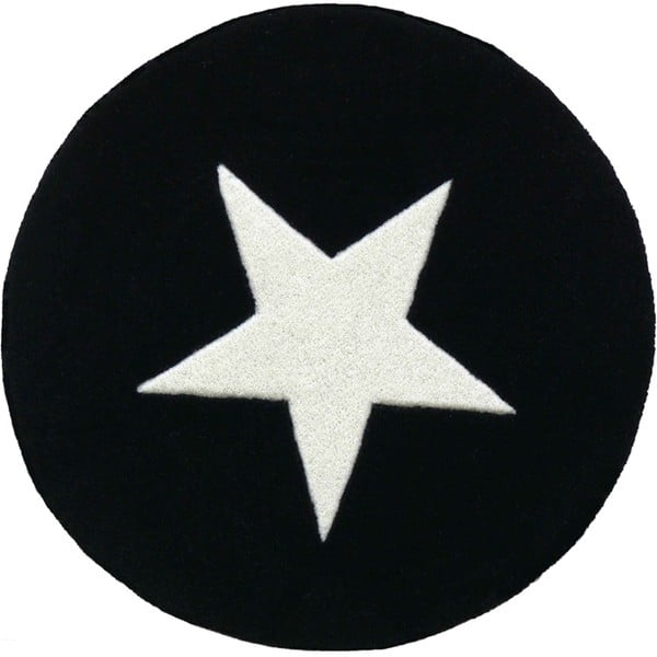 Vlněný koberec Star Black, 130 cm