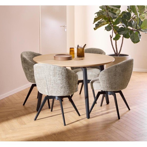 Kulatý jídelní stůl s deskou v dubovém dekoru ø 120 cm Cadiz – Actona-image-1
