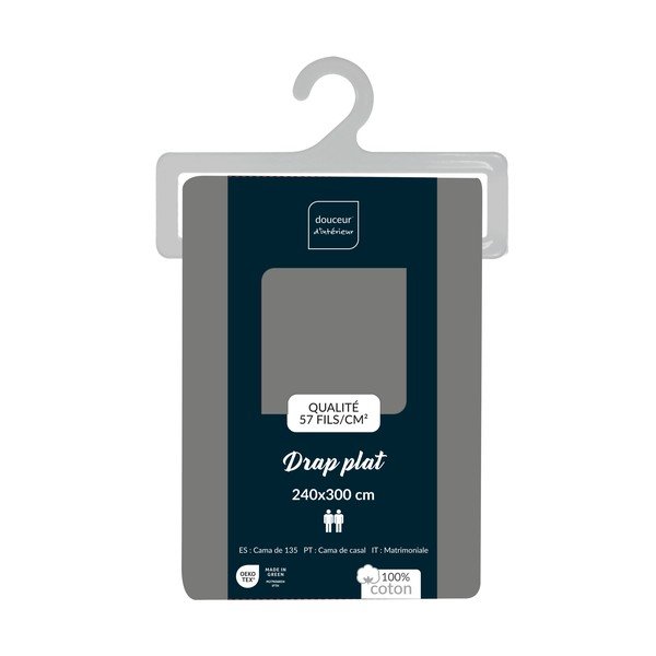 Šedé bavlněné prostěradlo 240x300 cm Lina – douceur d'intérieur-image-3