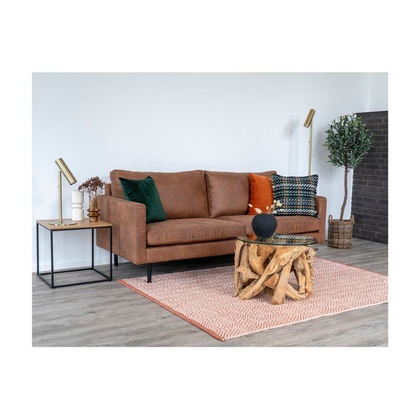 Hnědý kulatý konferenční stolek se skleněnou deskou ø 60 cm Grand Canyon – House Nordic-image-4