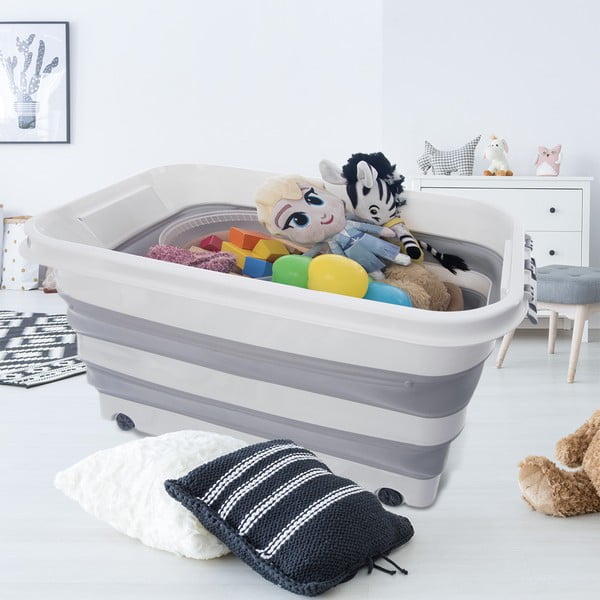 Bílo-šedý plastový úložný box s víkem 54x39x28 cm Kemp – Orion-image-1