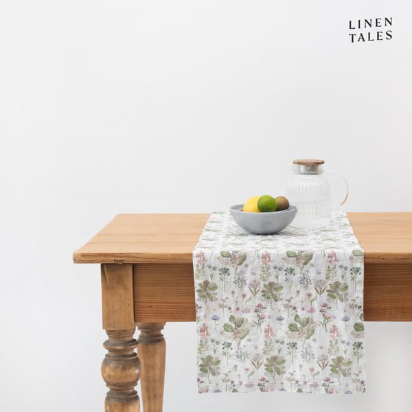 Lněný běhoun na stůl 40x200 cm White Botany – Linen Tales