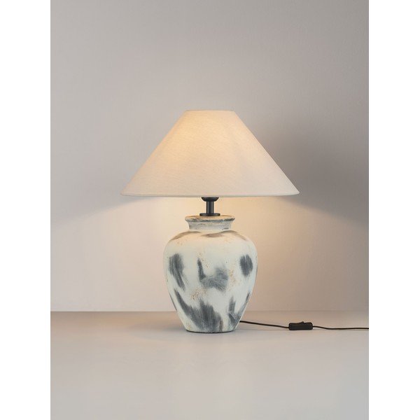 Bílá/šedá keramická stolní lampa s textilním stínidlem (výška 55 cm) Lupe – Nova Luce-image-3
