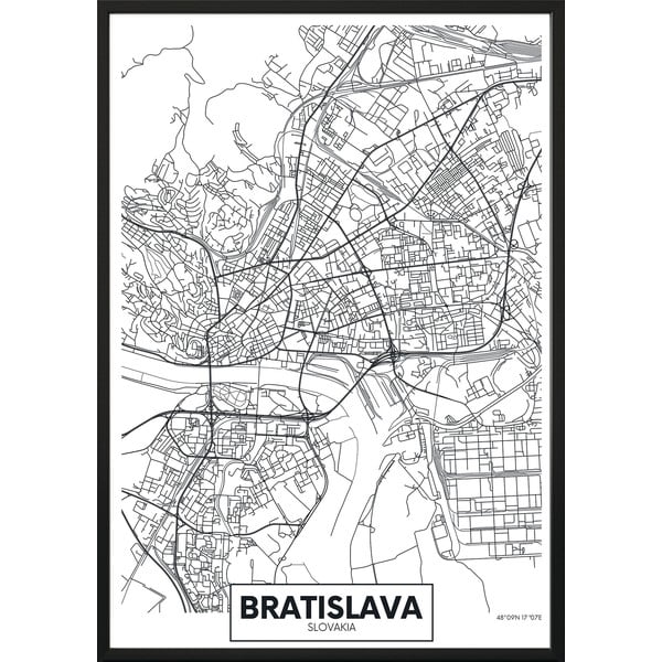 Nástěnný plakát v rámu MAP/BRATISLAVA, 70 x 100 cm