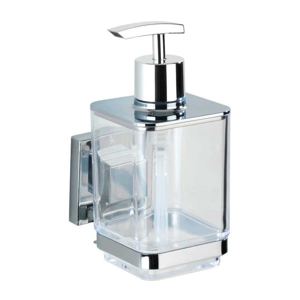 Samodržící plastová sada doplňků do koupelny v leskle stříbrné barvě Quadro – Wenko-image-2