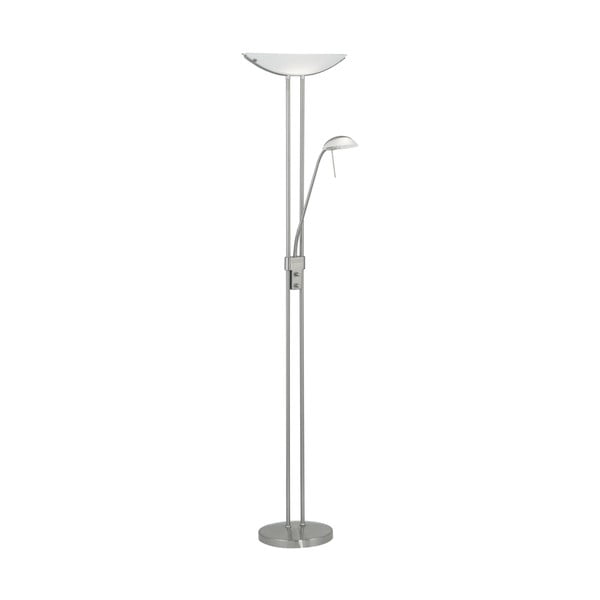 Stojací lampa v matně stříbrné barvě se skleněným stínidlem (výška 180 cm) BAYA – EGLO