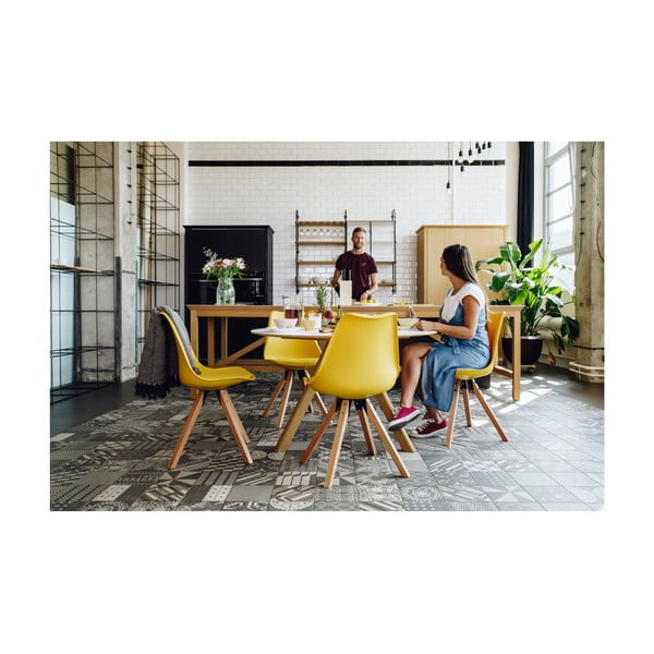 Sada 2 žlutých židlí s podnožím z bukového dřeva Bonami Essentials Gina-image-1