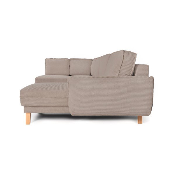 Taupe manšestrová rozkládací/s úložným prostorem rohová pohovka (levý roh/do "U") Tori – Bonami Selection-image-4