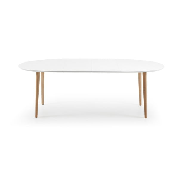 Bílý rozkládací jídelní stůl s bílou deskou 90x140 cm Oqui – Kave Home-image-4