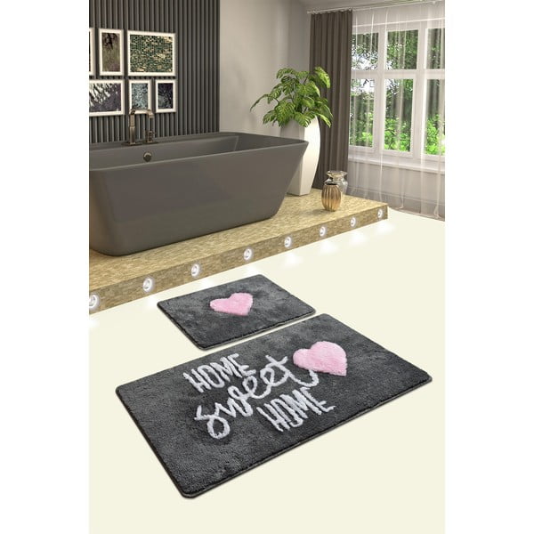 Sada 2 šedých obdélníkových koupelnových předložek Foutastic Home-image-1