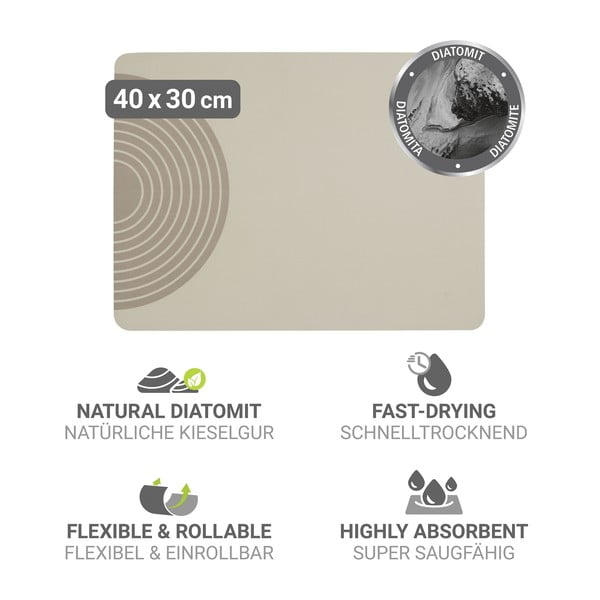 Béžová gumová odkapávací podložka na nádobí 40x30 cm Dima – Wenko-image-3