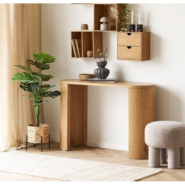 Konzolový stolek v dekoru dubu v přírodní barvě 38x114 cm Bibione – House Nordic-image-1