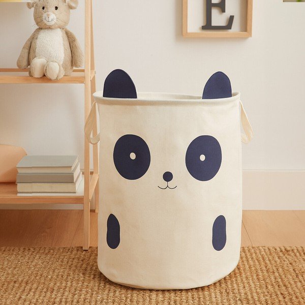 Bílý látkový dětský koš na hračky ø 38x48 cm Mimo Panda Face – Premier Housewares-image-1