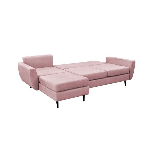 Světle růžová rozkládací pohovka s černými nohami Mazzini Sofas Hortensia, levý roh-image-4