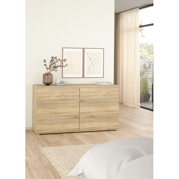 Nízká komoda v dekoru dubu v přírodní barvě 153x84 cm Nova – Tvilum-image-1
