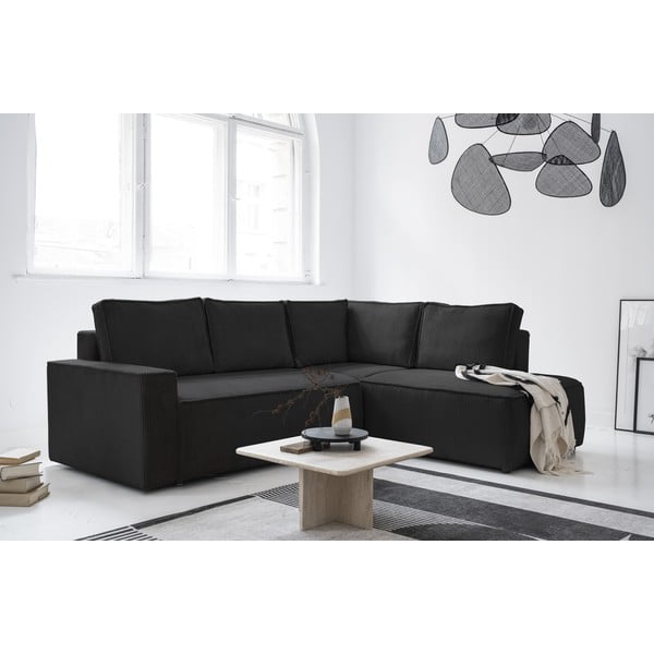 Antracitová manšestrová rozkládací rohová pohovka (pravý roh) Brave Dave – Miuform-image-3