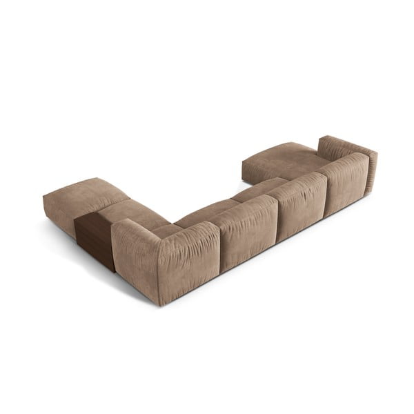 Světle hnědá sametová modulární rohová pohovka (pravý roh/do "U") Martina – Micadoni -image-2